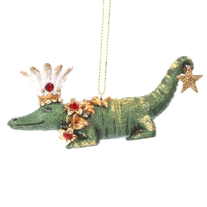 Gisela Graham Resin Crocodile w/Crown & Star - 11cm